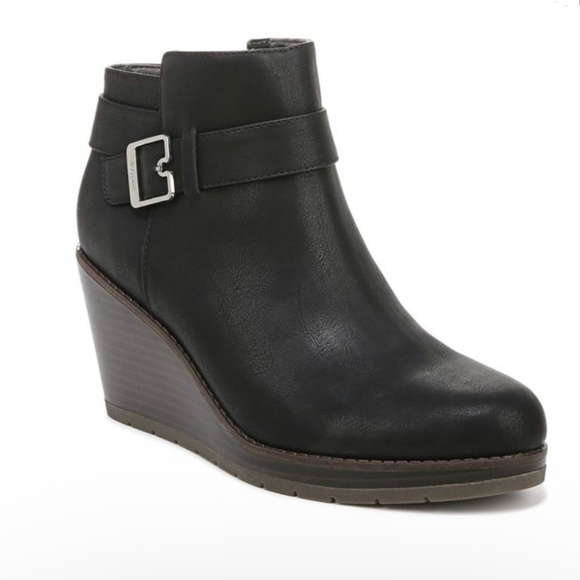 DR SCHOLL’S One Up platform wedge black ankle boots women’s Size 6.5 comfortable - Picture 1 of 11